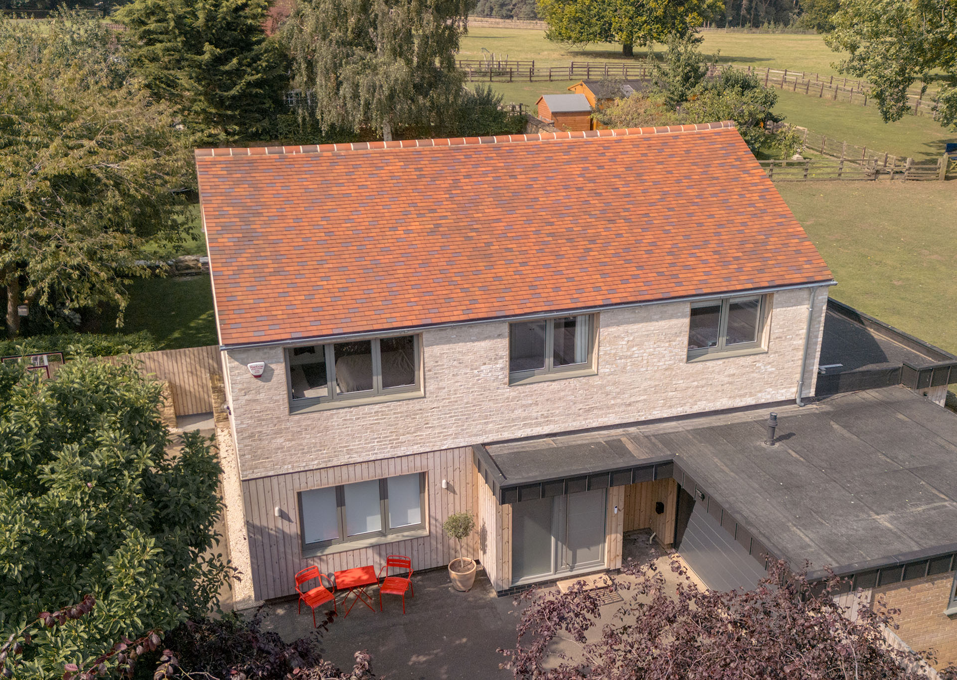 blend of brown antique blue brindle and country brown tiles on a renovation by Devlin Architects